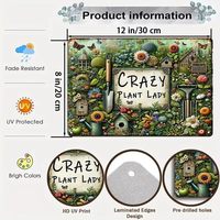 Cadeaux de jardinage : Panneaux de jardinage vintage, Panneau « Crazy Plant Lady » pour la décoration de la maison, du jardin, de la serre, du salon, de la chambre, de la cour et de l'extérieur