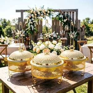 Chauffe-plats commercial suspendu en forme <span class=keywords><strong>de</strong></span> dôme doré pour buffets d'hôtel et plats chauds <span class=keywords><strong>de</strong></span> mariage – Idéal pour mariages et événements d'entreprise <span class=keywords><strong>de</strong></span> luxe - Product Image 2