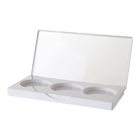 Palette de maquillage minimaliste à 3 pots ronds en ABS, L121*W63.5*H13mm, conteneur cosmétique vide avec couvercle transparent