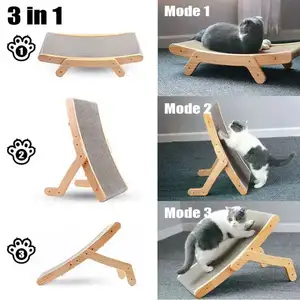 3 In 1 Holz Cat Scratcher Board Abnehmbares Lounge Bett Cat Scratching Post Schleifen Klaue Spielzeug Schaber für Katzen Haustier Produkte
