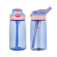 Bouteille à bec personnalisée pour enfants, 16 oz, gobelet pour bébé, couvercle en silicone, paille, bouteille d'eau en plastique pour enfants, gobelet avec couvercle en silicone et paille