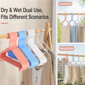 Cintres plats en plastique enduit, PE et métal, antidérapants pour présentation en magasin et rangement domestique, vente en gros - Product Image 3