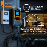 Station de recharge pour véhicules électriques Feyree Type 2 22 kW, triphasée, fonction DLB avec carte RFID, recharge programmée pour une charge rapide des véhicules électriques