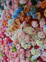 G122 New Trend Floral Wall Colorful Rose Wedding Background Flower Wall Backdrop 8ft X 8ft Roll up Artificial Pink Flower Wall
