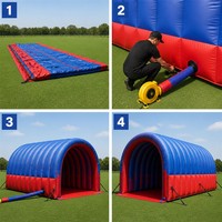 Tunnel d'entrée gonflable géant personnalisé rouge et bleu, étanche, durable, avec ventilateur intégré pour festivals, fêtes et événements