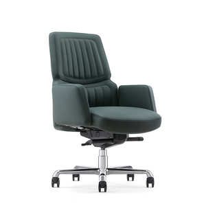 Silla de Oficina Moderna de Cuero con Altura Ajustable, Asiento Acolchado, Base Giratoria y Respaldo para Oficina en Casa - Product Image 1