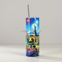 2026 Emerit Wholesale Gobelets isothermes droits et fins blancs de 20 oz pour sublimation, en acier inoxydable à double paroi, avec pailles et couvercle