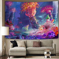 Nouvelle annonce 3D personnalisé Polyester impression lueur dans la forêt sombre psychédélique champignon tapisserie murale pour la décoration intérieure