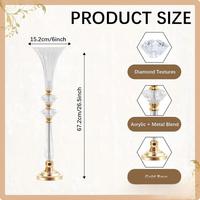 Nouvelle décoration de mariage, vase en acrylique transparent en forme de corne, ornement de centre de table pour la décoration de table de réception de mariage