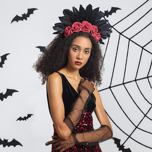 Diadema de Flores de Malla para Mujer, Estilo Horror de Halloween, para Fiestas y Bailes, de Gran Venta - Product Image 3