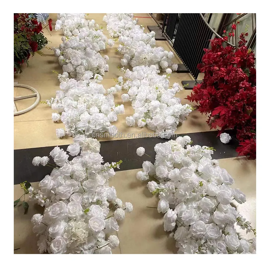 popular sale pure white rose hydrangea flower panel wedding supplies wedding backdrop arch floral row