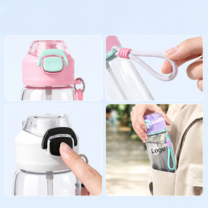 Bouteille d'eau en plastique portable de 600 ml avec paille, résistante à la chaleur, élégante, grande capacité, pour étudiants (unisexe) - Product Image 5