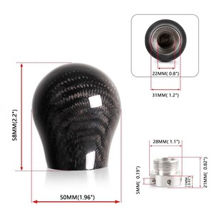 Carbon Fiber Gear <b>Shift</b> <b>Knob</b> 58mm x 50mm Ergonomic Design For Automatic Transmission Cars - Product Image 1