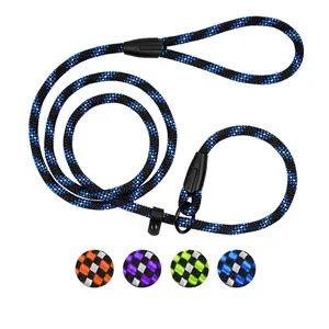 Reflective Dog Leash Rope Slip Lead 6 FT Durable Training Leashes for Medium Large Dogs Blue Orange