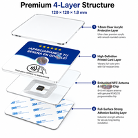 Carte NFC espagnole de revue, format Tap Card, pour Espagne, Mexique, Amérique latine, avec plaque bleu roi, puce NTAG213, étanche, réinscriptible, pour l'étiquetage de qualité, vente en gros