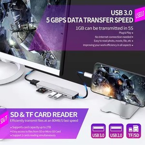 <span class=keywords><strong>USB</strong></span> Type-<span class=keywords><strong>C</strong></span> концентратор 4K HD-MI USB3.0 Rj45 док-станция многопортовый док-адаптер для ноутбука с зарядкой PD для iPad - Product Image 2