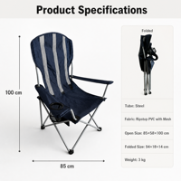 Chaise pliante de camping en acier métallique confortable et durable avec poche latérale pour voyage en plein air pêche plage utilisation