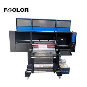 Fcolor Roll To Roll 60Cm AB UV Dtf Printer dengan Laminator untuk Mesin Epson I3200 Dtf