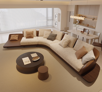 Ensemble de Canapés, Fauteuils Trône et Ottomans sur Mesure, de Luxe, Qualité Commerciale pour Hall d'Hôtel, en Cuir Véritable Moderne pour Appartement et Salon