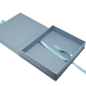 <strong>Customized</strong> Elegant Linen Photo Album <strong>Box</strong> Ribbon, Wedding Memory <strong>Storage</strong> Case, Magnetic Closure - Product Image 4