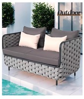 Ensemble de meubles d'extérieur en aluminium, style minimaliste moderne, résistant aux intempéries, avec canapé et table modulaires