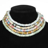 Collier TeoWaki en pierres naturelles avec perles d'abaque, fermoir volant, multicolore, en pierres précieuses, style bohème