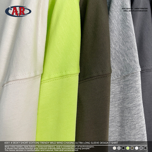 เสื้อยืดสตรีทแวร์ผู้ชาย แขนยาวทรงบ็อกซี่ ตัดสั้น ผ้าคอตตอน 100% 235GSM รับสกรีนโลโก้ตามสั่ง ขายส่ง - Product Image 5