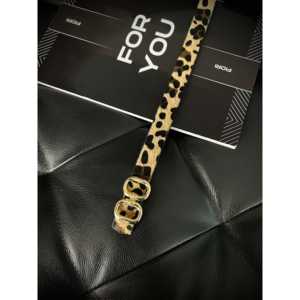 Ceinture fine à imprimé animalier Fiori, double boucle dorée, légère, pour femme - Product Image 1