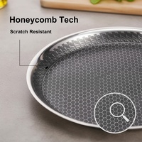 Ensemble de casseroles en acier inoxydable 304 à double face gravées à l'eau, légères et portables, 26 cm/28 cm/30 cm, pour faire des œufs, des pizzas