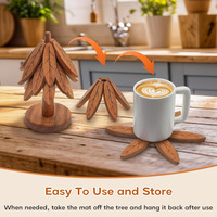 Sous-plats décoratifs en bois pour plats chauds, ensemble de sous-plats en bois en forme d'arbre, sous-verres multifonctionnels en forme d'arbre de 5 + 1 pièces