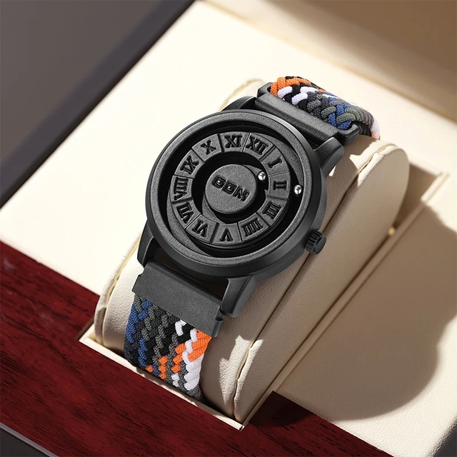 DOM Men's Belt Watch Creative Rolling Pointer Magnetic Men's Fashion Cool Trend Waterproof Skeleton Watches Men Relojes Hombre