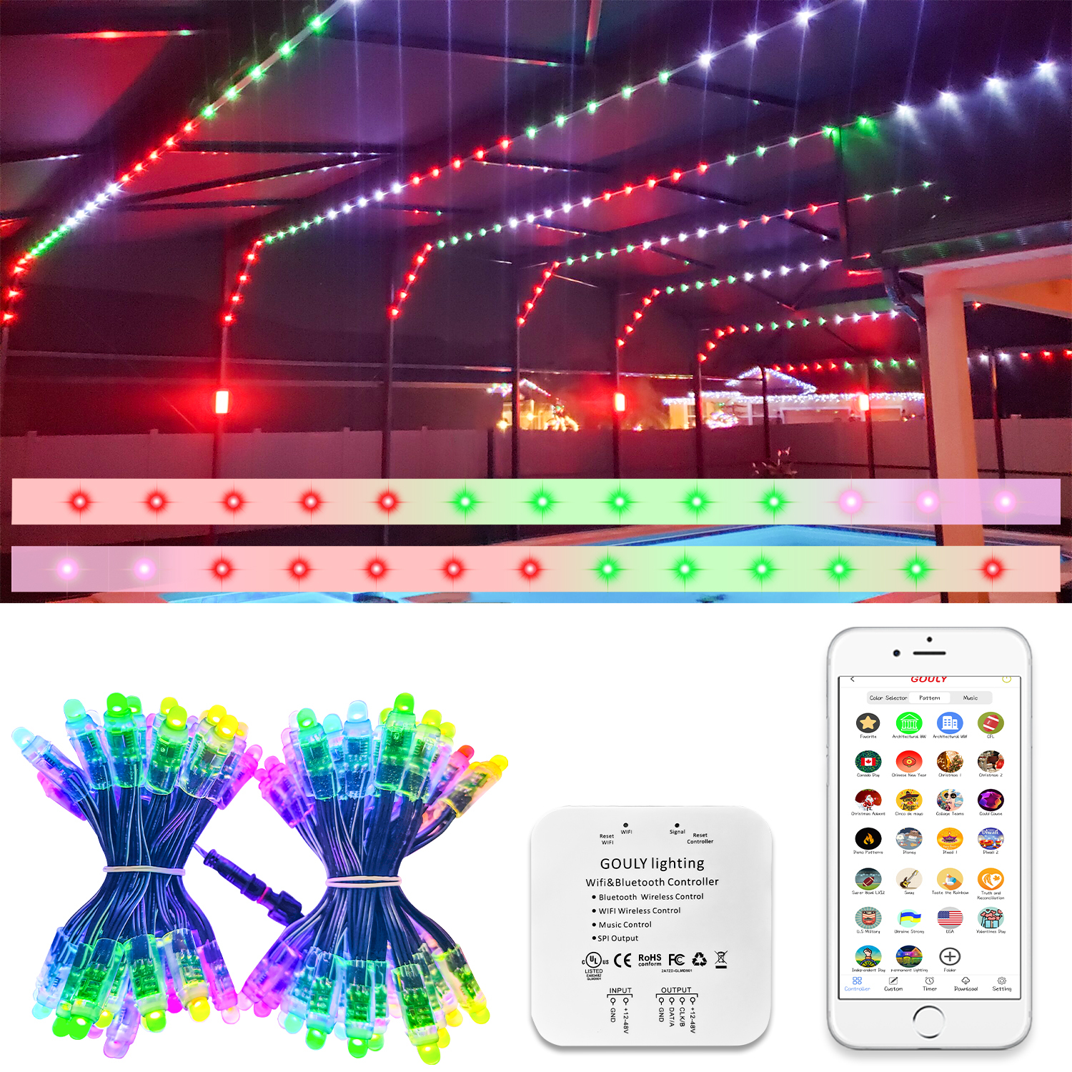gouly High Quality Outdoor Full Color Led Pixel Lamp String 12mm Ip68 12v Rgb Led Bullet Pixel Light