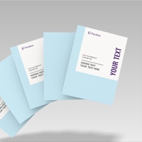 Dossiers de présentation bleu ciel avec logo personnalisé, pochettes pour documents de bureau, papeterie professionnelle, impression de dossiers de documents avec fente