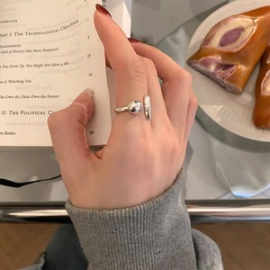Anillo geométrico con forma de esfera para mujer, anillo abierto de plata S925 para dedo índice, estilo minimalista y chic, joyería de estilo hip hop, regalo. - Product Image 2