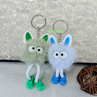Porte-clés en peluche créatif et mignon, style dessin animé, longues jambes, coloré et duveteux - Breloque de sac fantaisie