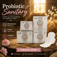 Serviettes hygiéniques jetables Moloven Probiotic, absorbantes, anti-fuites, pour usage quotidien.
