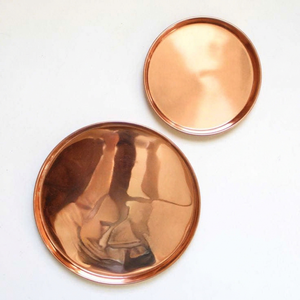 Ensemble de plateaux de rangement en cuivre lisse et brillant, écologiques, faits à la main, durables, en métal sans soudure, pour accessoires de toilette et bougies - Product Image 1