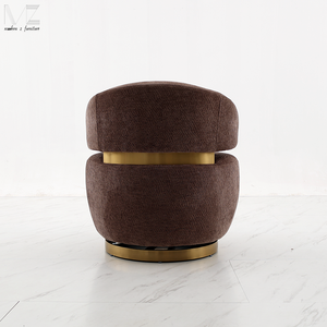 Chaise d'appoint lounge baril de luxe rotative unique, moderne et contemporaine Chaise de loisirs marron au design minimaliste pour hôtel - Product Image 3