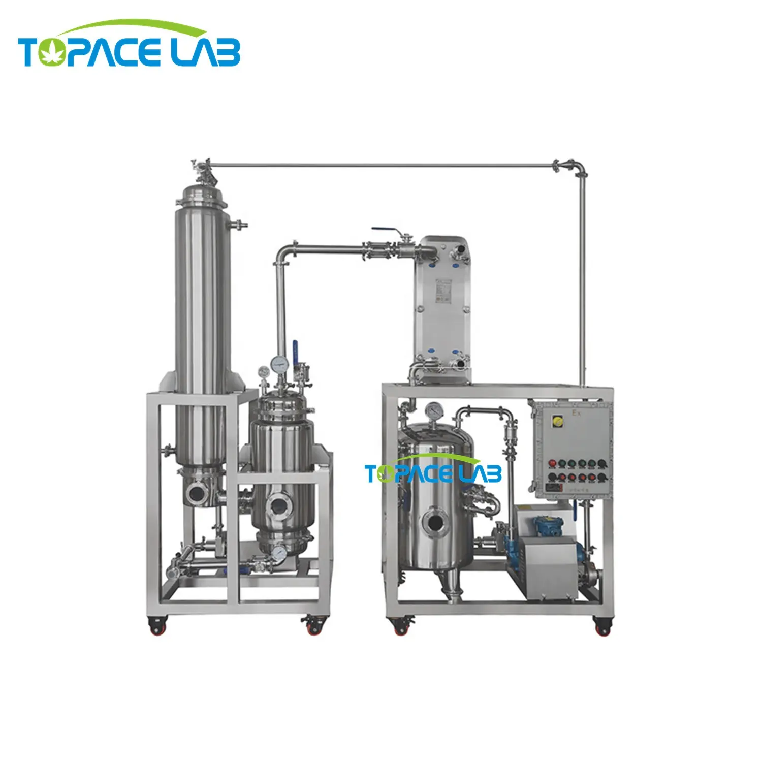 Topacelab Single Effect Ethanol Crystalizer Film Falling Evaporator 100L-500L/h 100L-500L Spot Supply Pump Included