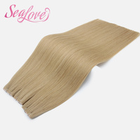 Extensions de cheveux humains Slavic de qualité supérieure, trame papillon sans couture, trame hybride fine, double tirage, blond platine mélangé balayage, cheveux longs 20 pouces