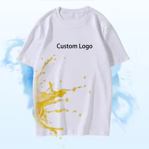 Custom logo Summer Oversized skin friendly men's T-shirt Waterproof, oil proof, and stain proof 190gsm mercerized cotton T-shirt
