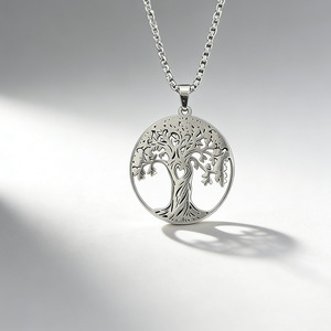 Collier pendentif Arbre de Vie unique en acier inoxydable 316L, bijou symbolique unisexe, amulette spirituelle, accessoire minimaliste pour tous les jours - Product Image 3