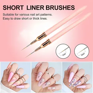 Kit de 5 pinceaux pour nail art 7/9/11/15/25MM – Pinceaux UV pour gel, pour rayures françaises, dessin, fleurs – Outils de manucure - Product Image 3