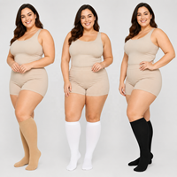 Chaussettes de compression unies grandes tailles 2XL-7XL, chaussettes de soutien montantes jusqu'au genou pour mollets larges, vente en gros OEM, marque privée