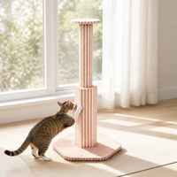 Arbre à chat hexagonal de luxe en liège naturel, griffoir vertical à double colonne, surface en feutre rayé, pour intérieur