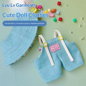 ملابس مناسبة فقط لدمى الأطفال القابلة للارتداء، بنطلون بحمالات وقبعة، طقم بستة ألوان، دمية لطيفة 17 سم قابلة لتغيير الملابس - Product Image 3