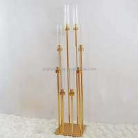 En gros, Candelabre doré à 8/10 têtes, Centre de table et décoration de couloir de luxe pour mariages et fêtes