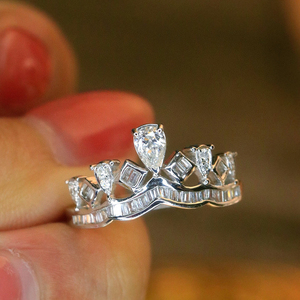 Aazuo Engagement Jewelry 18K Solid White Gold <b>Rings</b> Natural Diamonds Fashion <b>crown</b> <b>Ring</b> Gift For Woman's High-end Banquet Party - Product Image 2