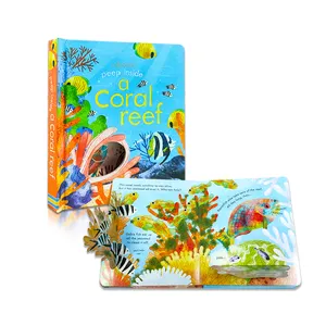 English waterproofing baby toys boys and girl games book a coral reef lift the flap books story books for kids