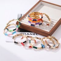 Gelang Bambu Tetesan Minyak Warna-warni Eropa dan Amerika, Gelang Namel Berlapis Elektroplating Alloy untuk Wanita, Tersedia Grosir